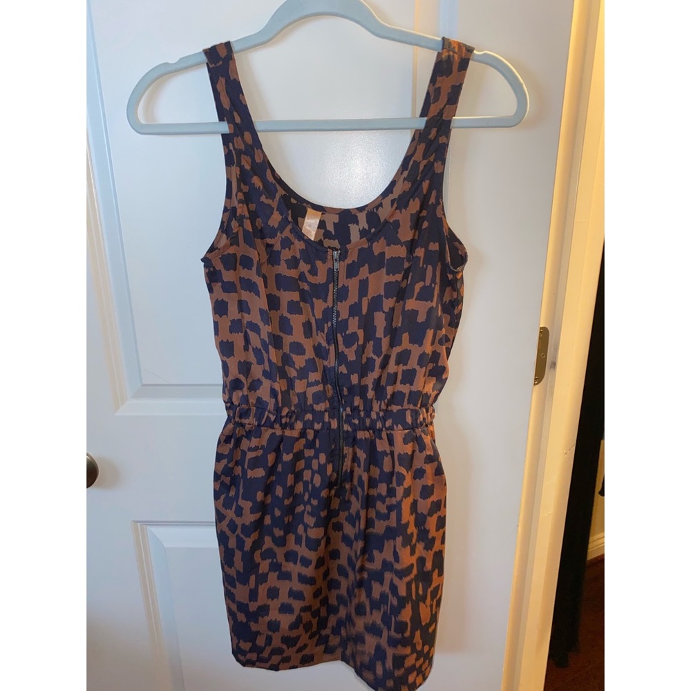 Brown and blue patterned dress